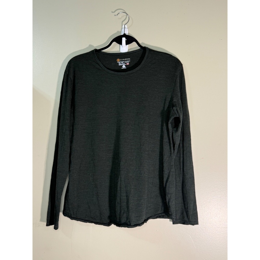 Cloudveil Mens XL Merino Wool Long Sleeve Base Layer Top Charcoal Grey 1142104